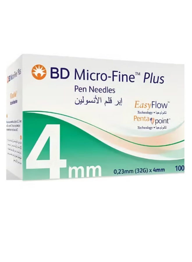 إبر قلم Bd Micro-Fine Plus 0.23 مم (32 جم) × 4 مم / 0.23 مم (32 جم) × 4 مم 100'S